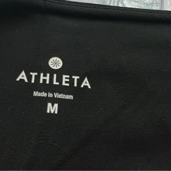 Athleta Black Mesh Shine Salutation 7/8 Tight Black Leggings Yoga Workout Medium - Picture 7 of 8